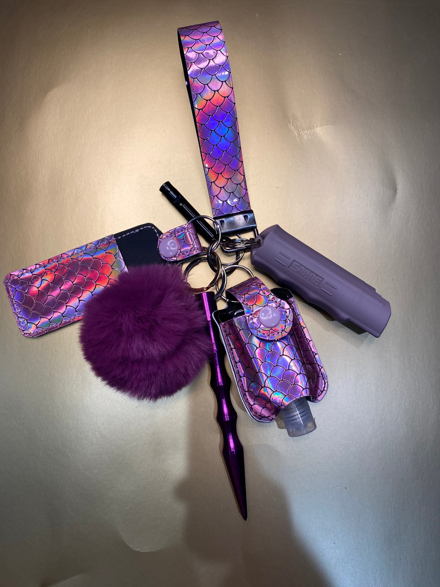 Purple Mermaid Safety Key chain