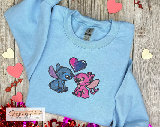 Stitch and Angel Embroidered Sweatshirt