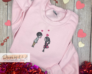 Pink valentine kids embroidery