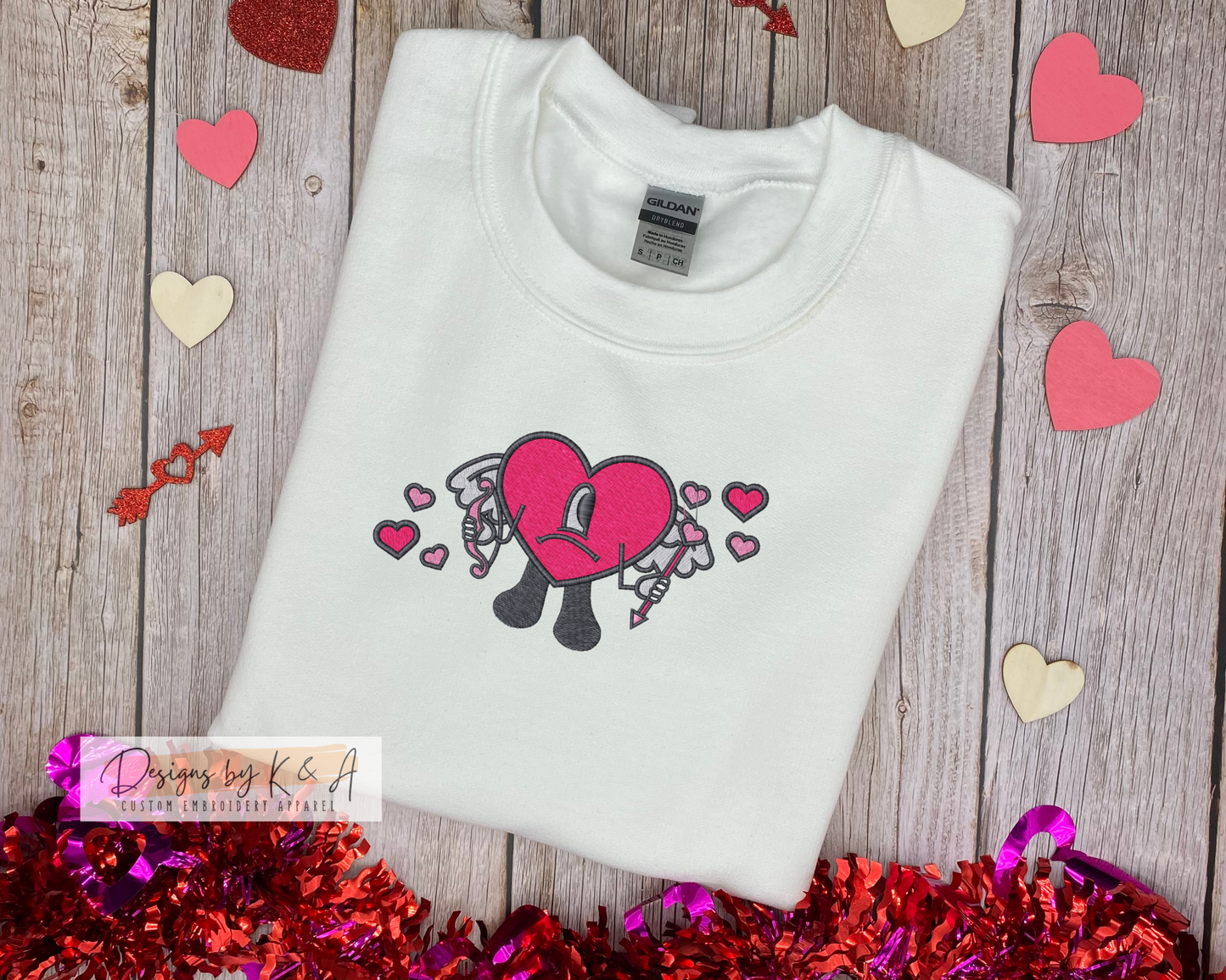 Bad Bunny Heart Cupid Emroidery Crewneck