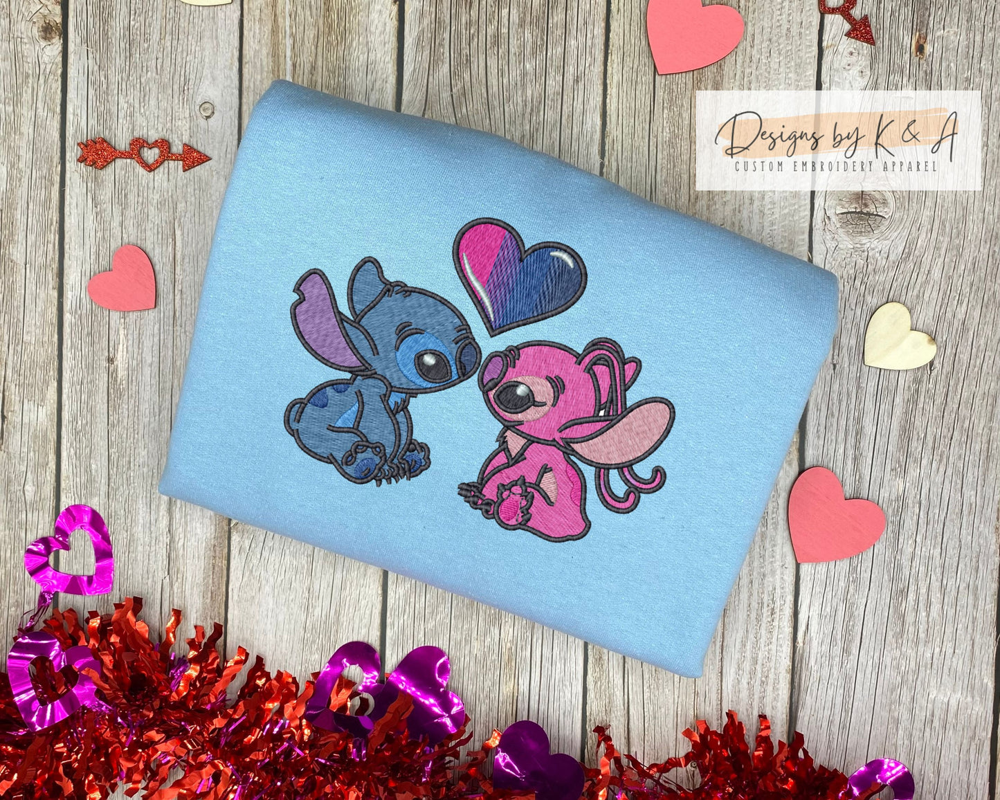 Stitch and Angel Embroidered Sweatshirt