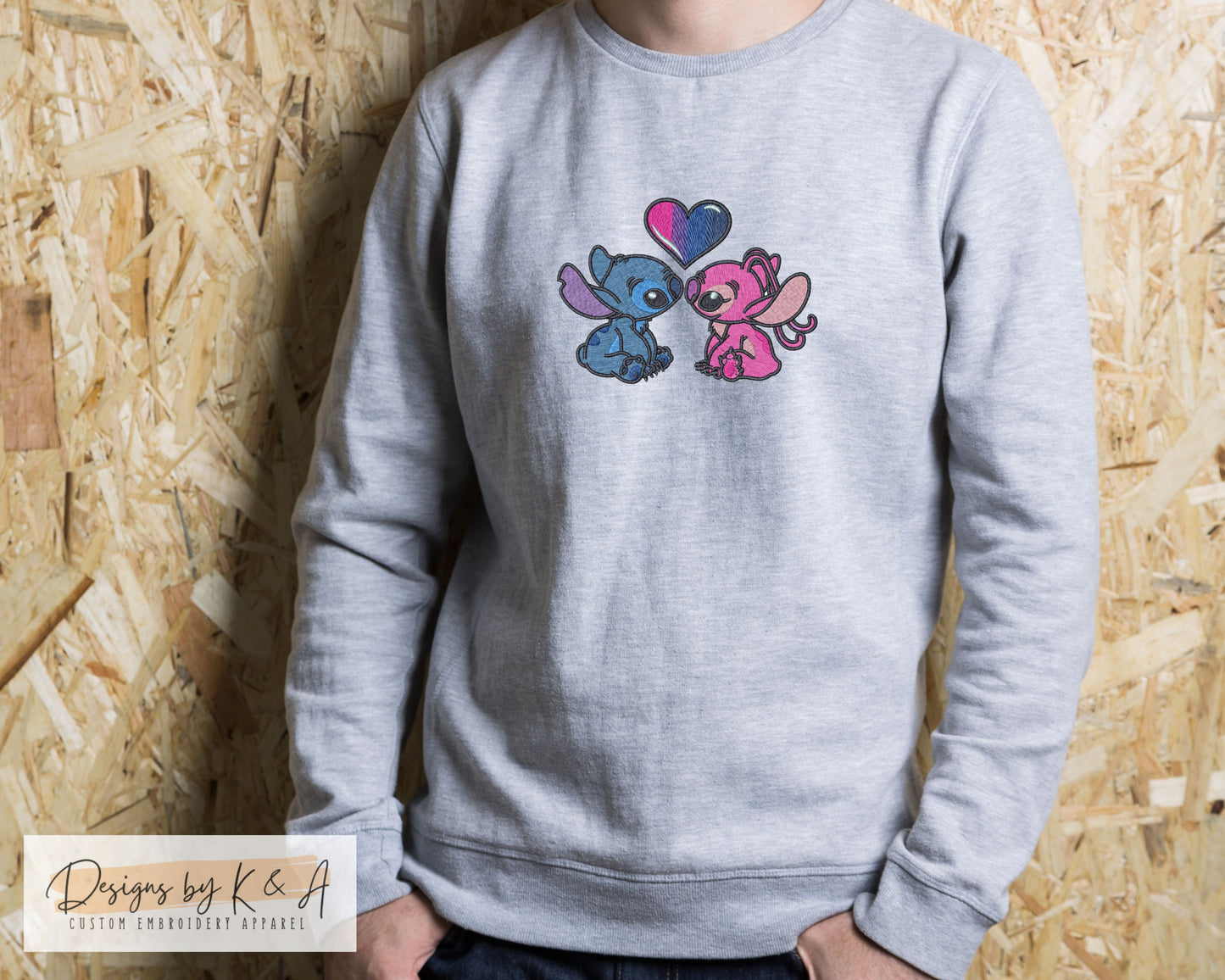 Stitch and Angel Embroidered Sweatshirt
