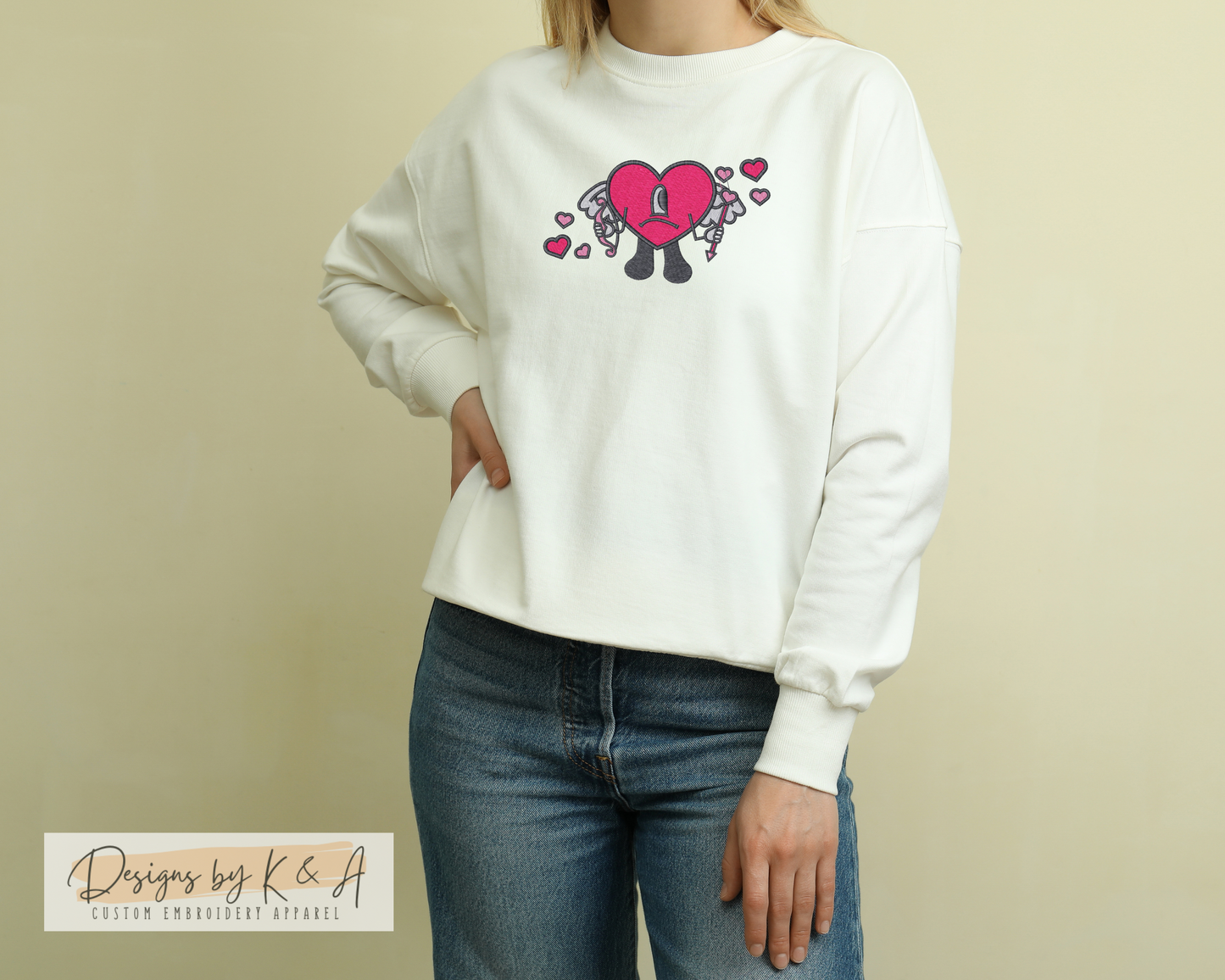 Bad Bunny Heart Cupid Emroidery Crewneck