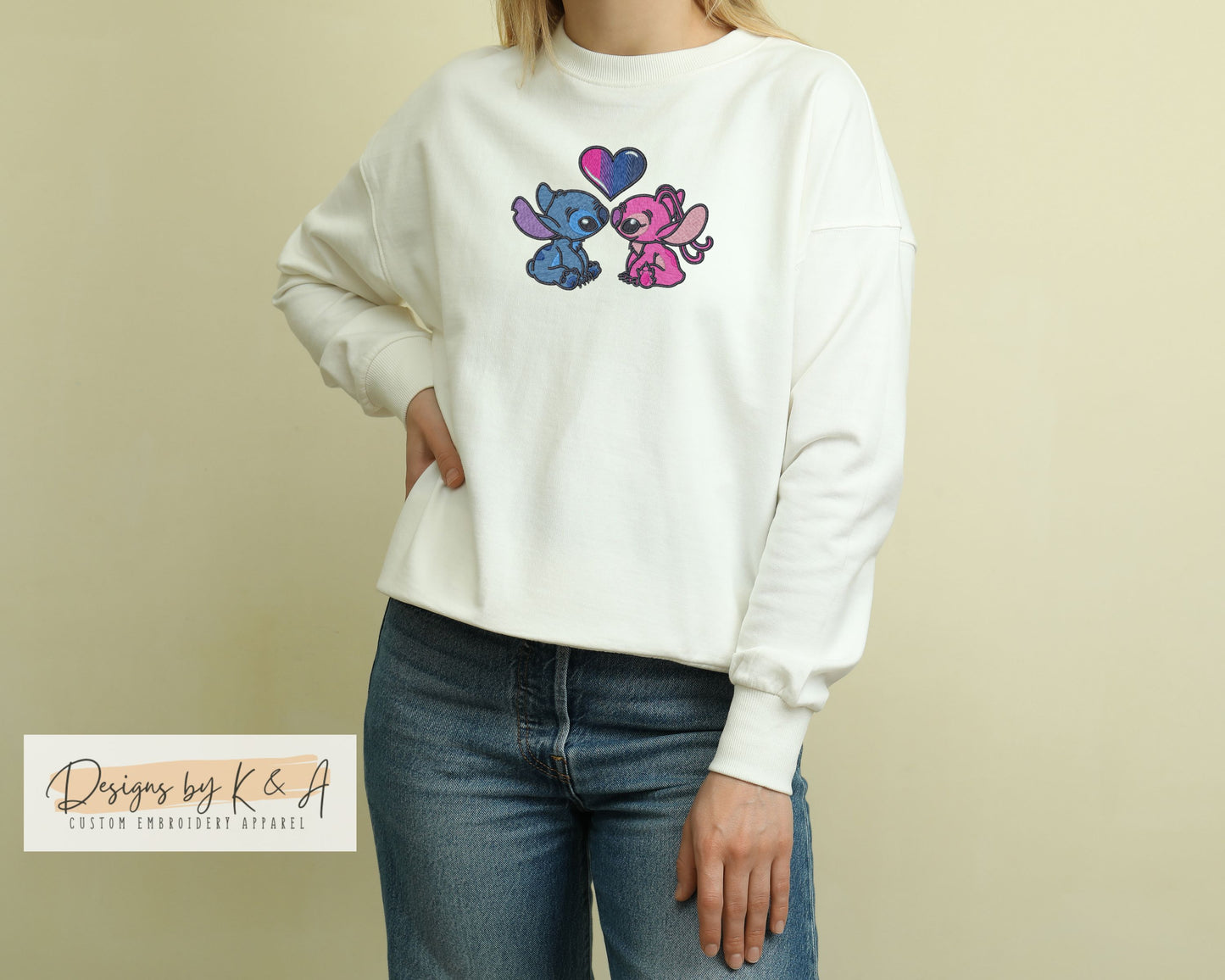 Stitch and Angel Embroidered Sweatshirt
