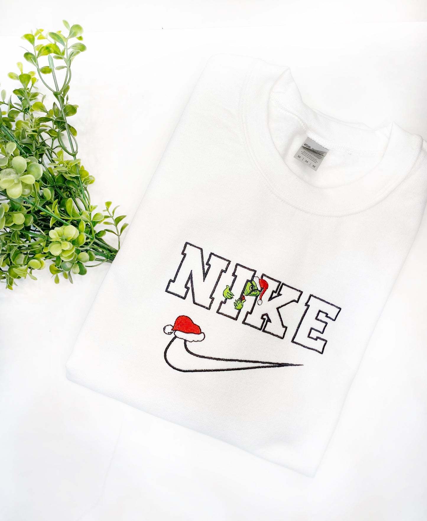 Grinch Nike Inspired Christmas Embroideried Sweatshirt - Christmas