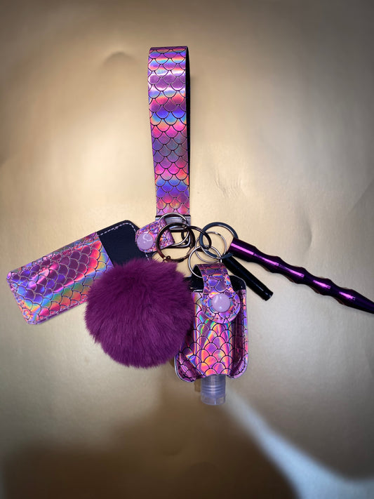 Purple Mermaid Safety Key chain