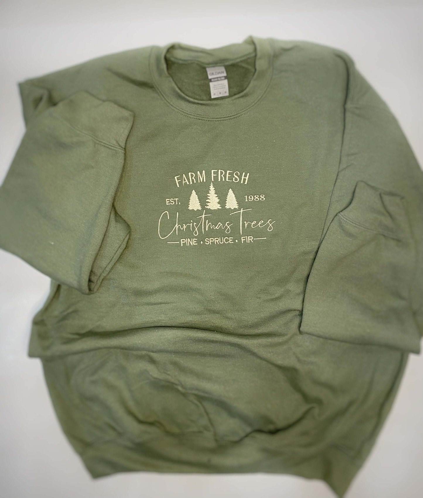 Farm Fresh Tree Embroidered Sweatshirt Christmas Crewneck